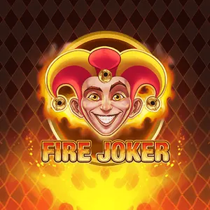 Fire Joker från Play'n GO med en leende joker i röd och gul narrmössa omgiven av lågor
