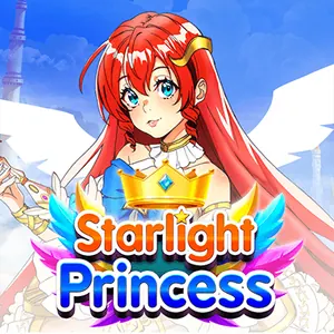 Starlight Princess fra Pragmatic Play med en rødhåret animeprinsesse med krone og hvide vinger